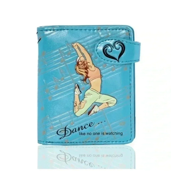 ❤️2/$30❤️Shagwear Dance Inspirational Pattern  Zipper Wallet Blue Faux Leather - Picture 1 of 7